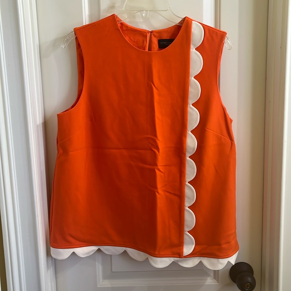 Victoria Beckham for Target Orange Sleeveless Top with White Scallop Trim